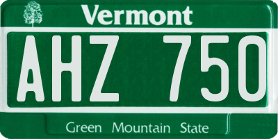 VT license plate AHZ750