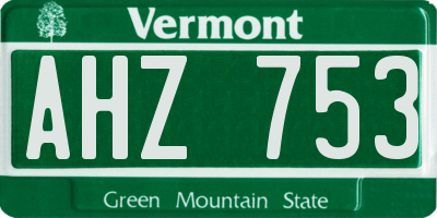 VT license plate AHZ753