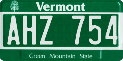 VT license plate AHZ754