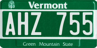 VT license plate AHZ755