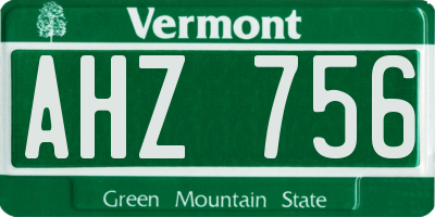 VT license plate AHZ756