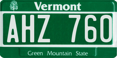 VT license plate AHZ760