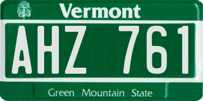 VT license plate AHZ761
