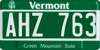 VT license plate AHZ763