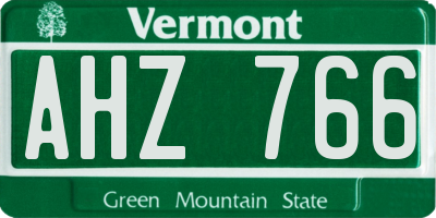 VT license plate AHZ766