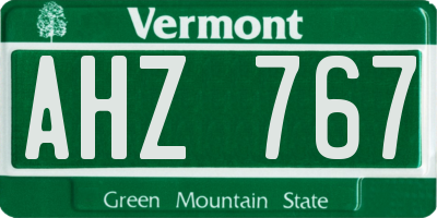VT license plate AHZ767