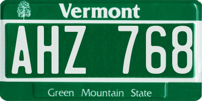 VT license plate AHZ768