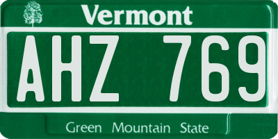 VT license plate AHZ769