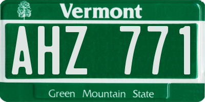 VT license plate AHZ771