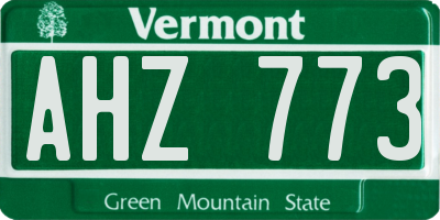 VT license plate AHZ773