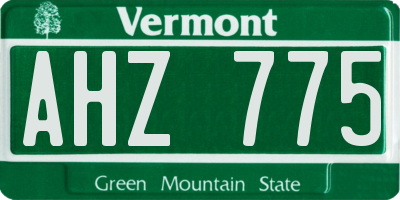 VT license plate AHZ775