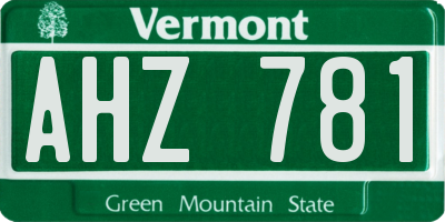 VT license plate AHZ781