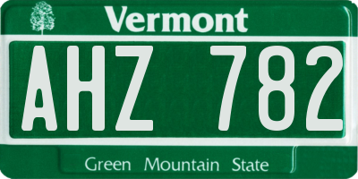 VT license plate AHZ782