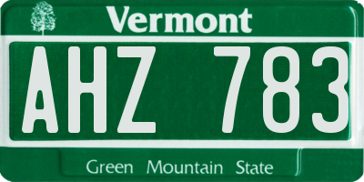 VT license plate AHZ783