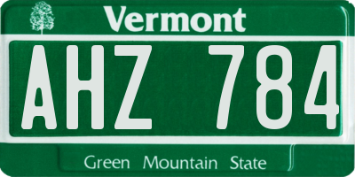 VT license plate AHZ784