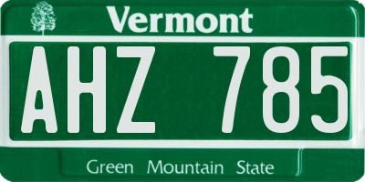 VT license plate AHZ785