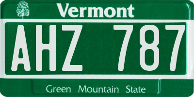 VT license plate AHZ787