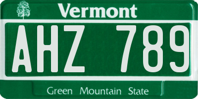 VT license plate AHZ789