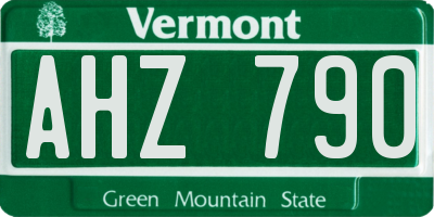 VT license plate AHZ790