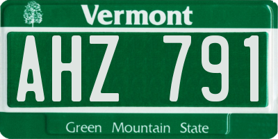 VT license plate AHZ791