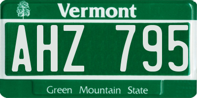 VT license plate AHZ795