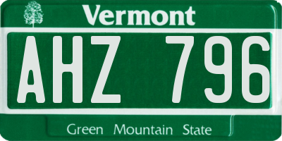 VT license plate AHZ796