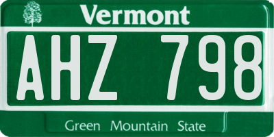 VT license plate AHZ798