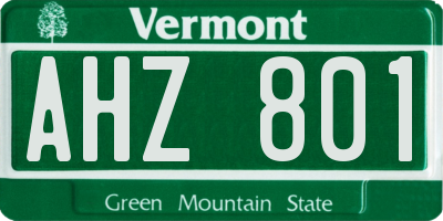 VT license plate AHZ801