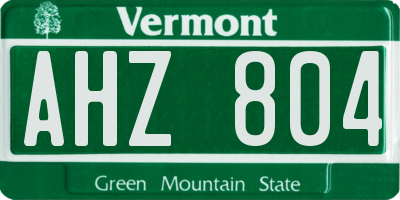 VT license plate AHZ804