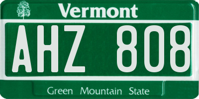 VT license plate AHZ808