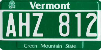 VT license plate AHZ812