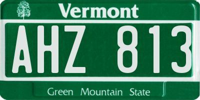 VT license plate AHZ813