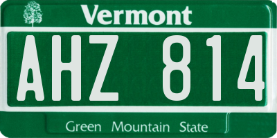 VT license plate AHZ814