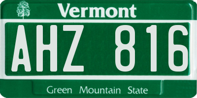 VT license plate AHZ816