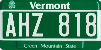 VT license plate AHZ818