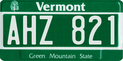 VT license plate AHZ821