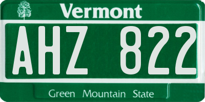 VT license plate AHZ822