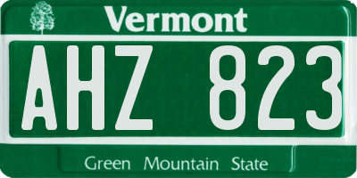 VT license plate AHZ823