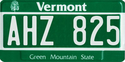 VT license plate AHZ825