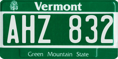 VT license plate AHZ832