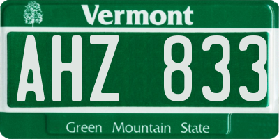 VT license plate AHZ833
