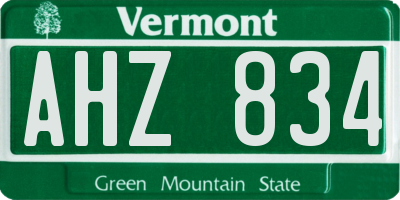 VT license plate AHZ834