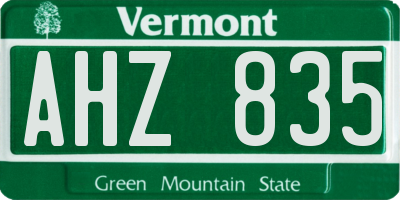 VT license plate AHZ835