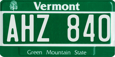 VT license plate AHZ840