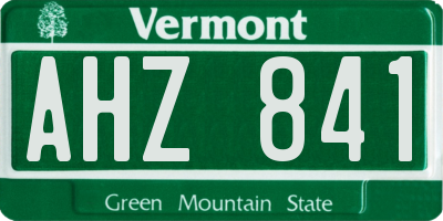 VT license plate AHZ841