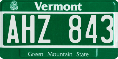 VT license plate AHZ843
