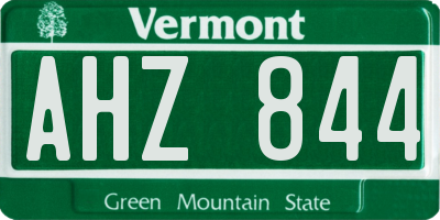 VT license plate AHZ844