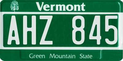VT license plate AHZ845