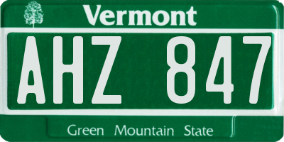 VT license plate AHZ847