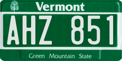 VT license plate AHZ851